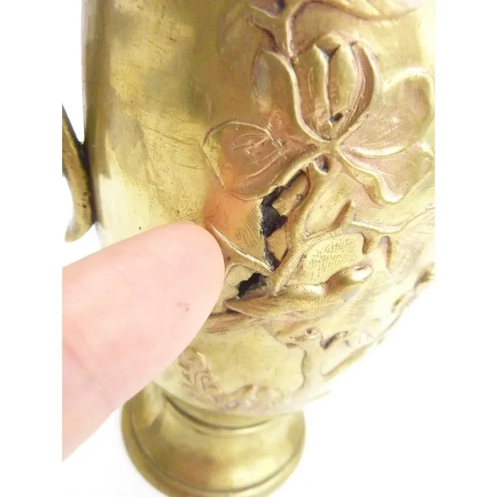 Vintage Brass Vase Incense Flower Chinese Pot Home Decor